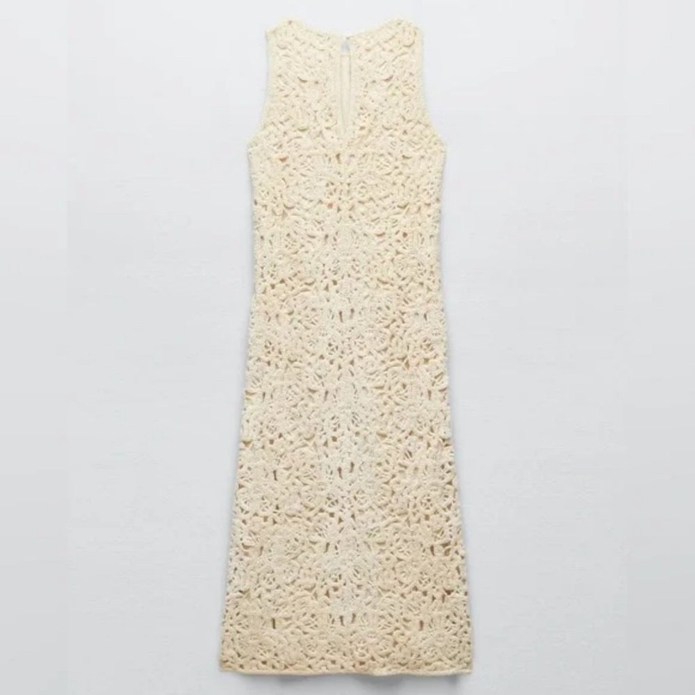ZARA LIMITED EDITION OPEN WORK CROCHETED KNIT DRESS - Picture 5 of 5